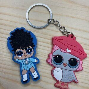 LOL Surprise Rubber LIL Miss Jive and Angel Wings Owl Keychain Charm